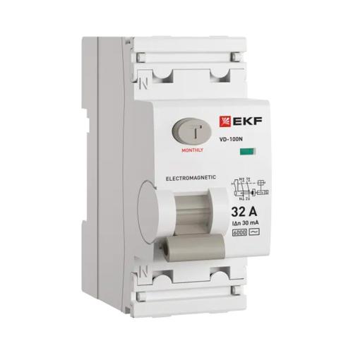 ВДТ ВД-100N 2P 32А 30мА AC эл-мех 6кА PROXIMA EKF