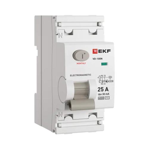 ВДТ ВД-100N 2P 25А 30мА AC эл-мех 6кА PROXIMA EKF