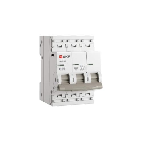 Авт. выкл. 3P 25А (C) 4,5kA ВА 47-63N EKF PROxima M634325C